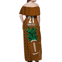 Custom Hawaii Honolulu Bowl Off Shoulder Maxi Dress With Kakau Tribal Pattern LT9 - Polynesian Pride