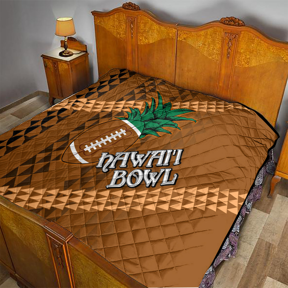 Custom Hawaii Honolulu Bowl Quilt With Kakau Tribal Pattern LT9 - Polynesian Pride