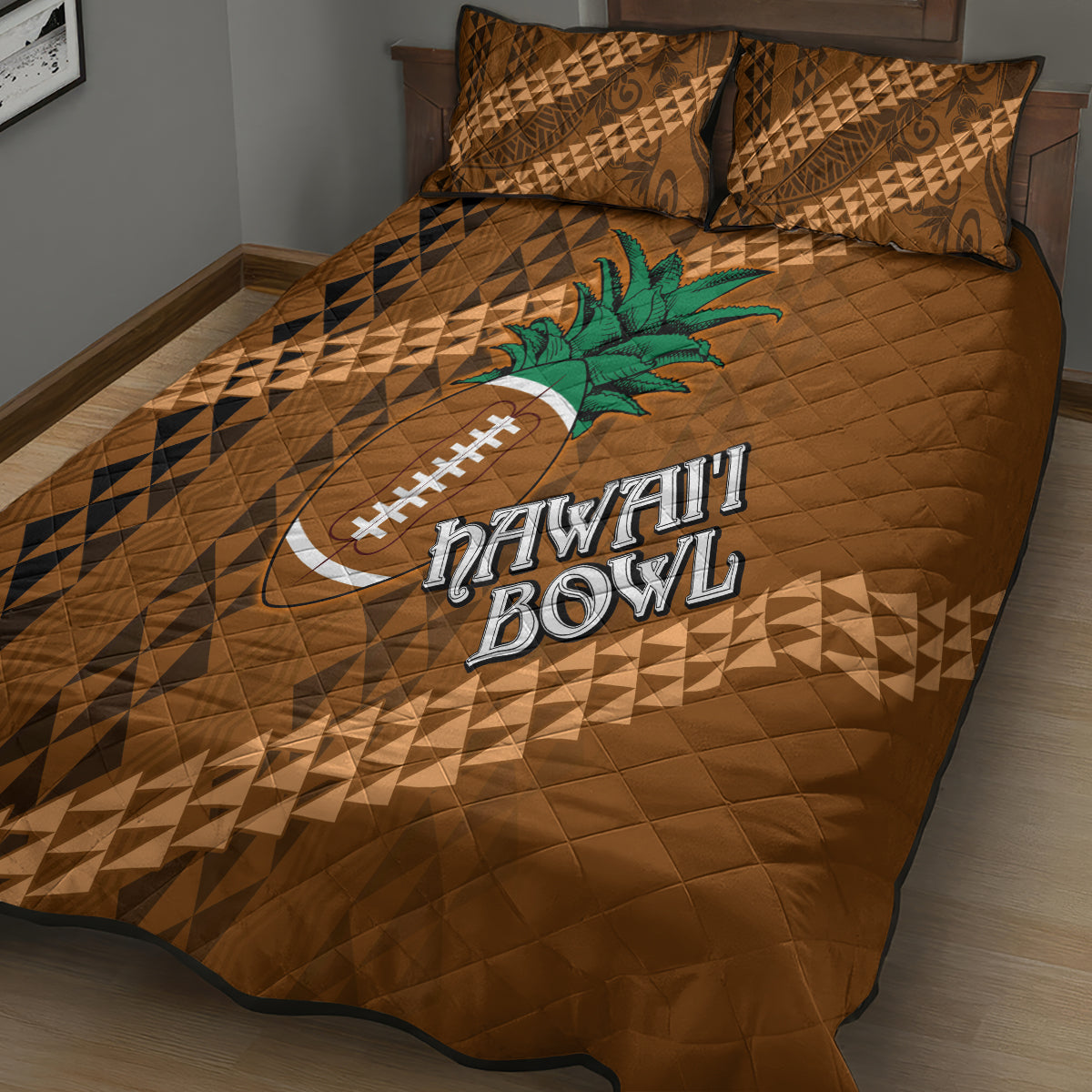 Custom Hawaii Honolulu Bowl Quilt Bed Set With Kakau Tribal Pattern LT9 - Polynesian Pride