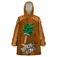 Custom Hawaii Honolulu Bowl Wearable Blanket Hoodie With Kakau Tribal Pattern LT9 One Size Brown - Polynesian Pride