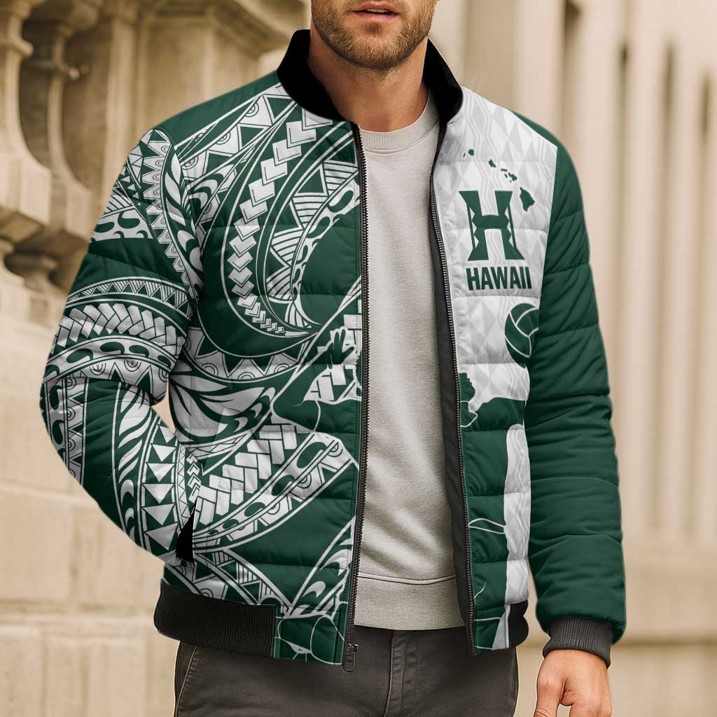 Polynesian Hawaii Volleyball Custom Bomber Puffer Jacket Kakau with Sport Style - Polynesian Pride