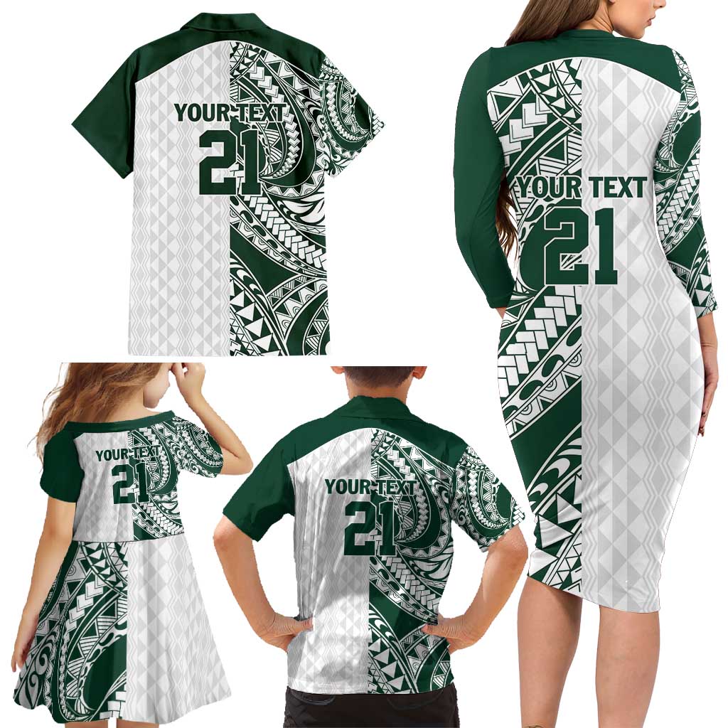Polynesian Hawaii Volleyball Custom Family Matching Long Sleeve Bodycon Dress and Hawaiian Shirt Kakau with Sport Style