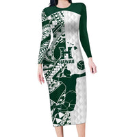 Polynesian Hawaii Volleyball Custom Family Matching Long Sleeve Bodycon Dress and Hawaiian Shirt Kakau with Sport Style