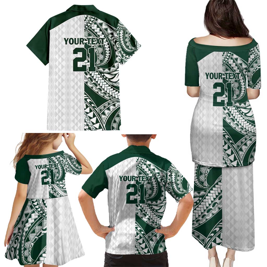 Polynesian Hawaii Volleyball Custom Family Matching Puletasi and Hawaiian Shirt Kakau with Sport Style