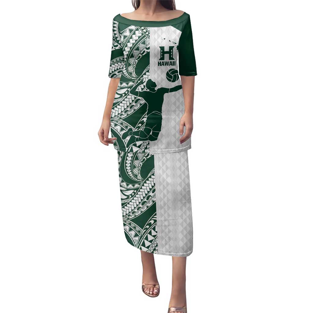 Polynesian Hawaii Volleyball Custom Family Matching Puletasi and Hawaiian Shirt Kakau with Sport Style
