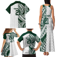 Polynesian Hawaii Volleyball Custom Family Matching Tank Maxi Dress and Hawaiian Shirt Kakau with Sport Style