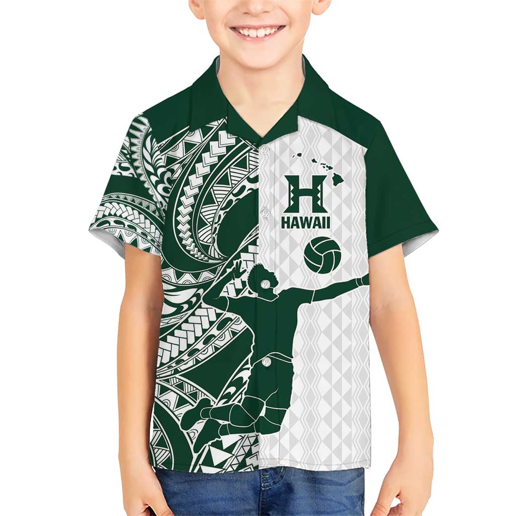 Polynesian Hawaii Volleyball Custom Kid Hawaiian Shirt Kakau with Sport Style LT9 Kid White - Polynesian Pride