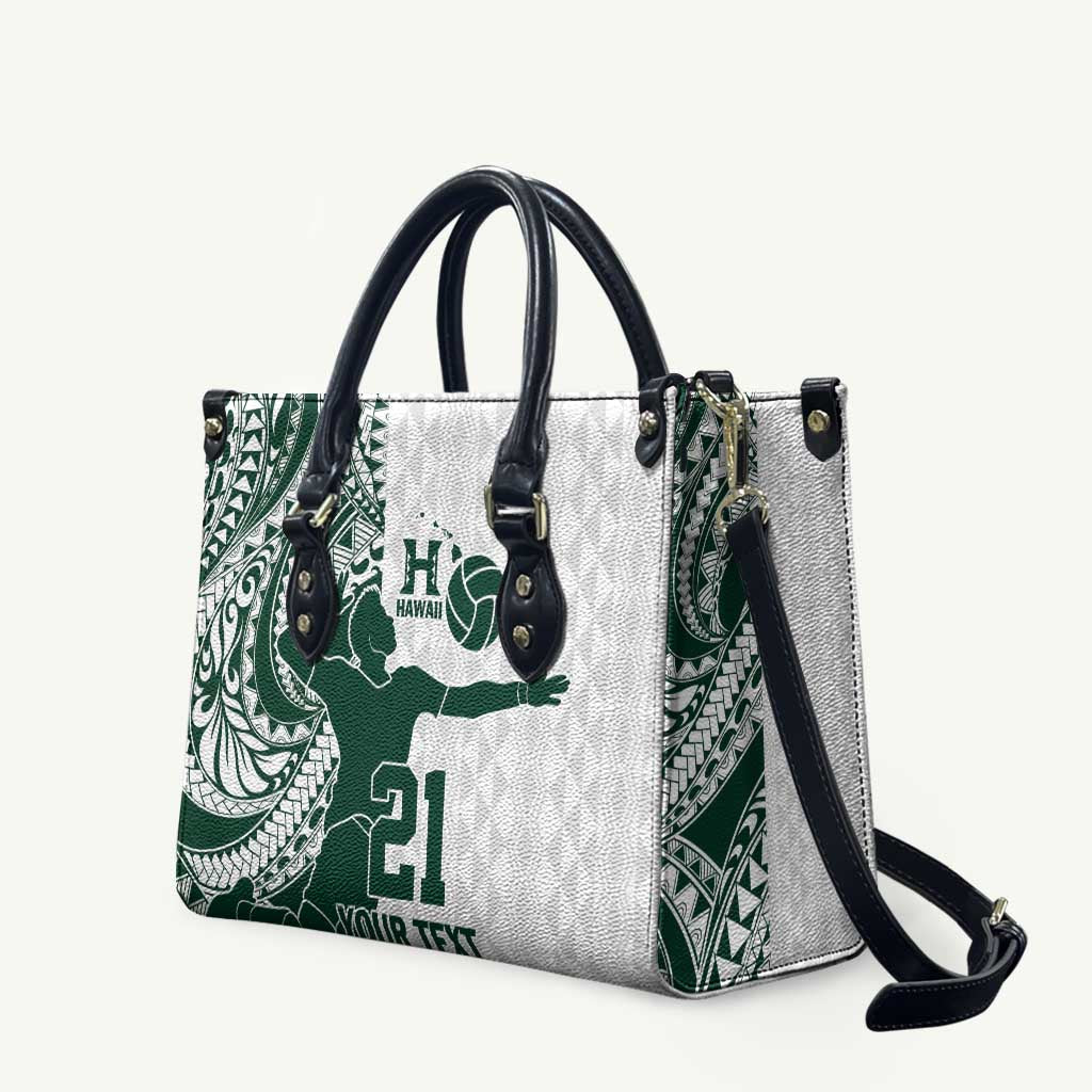 Polynesian Hawaii Volleyball Custom Leather Bag Kakau with Sport Style LT9 White - Polynesian Pride