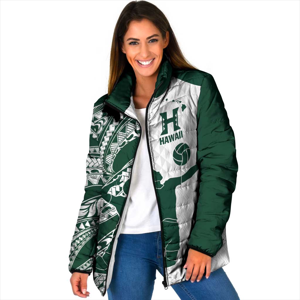 Polynesian Hawaii Volleyball Custom Padded Jacket Kakau with Sport Style LT9 Women White - Polynesian Pride