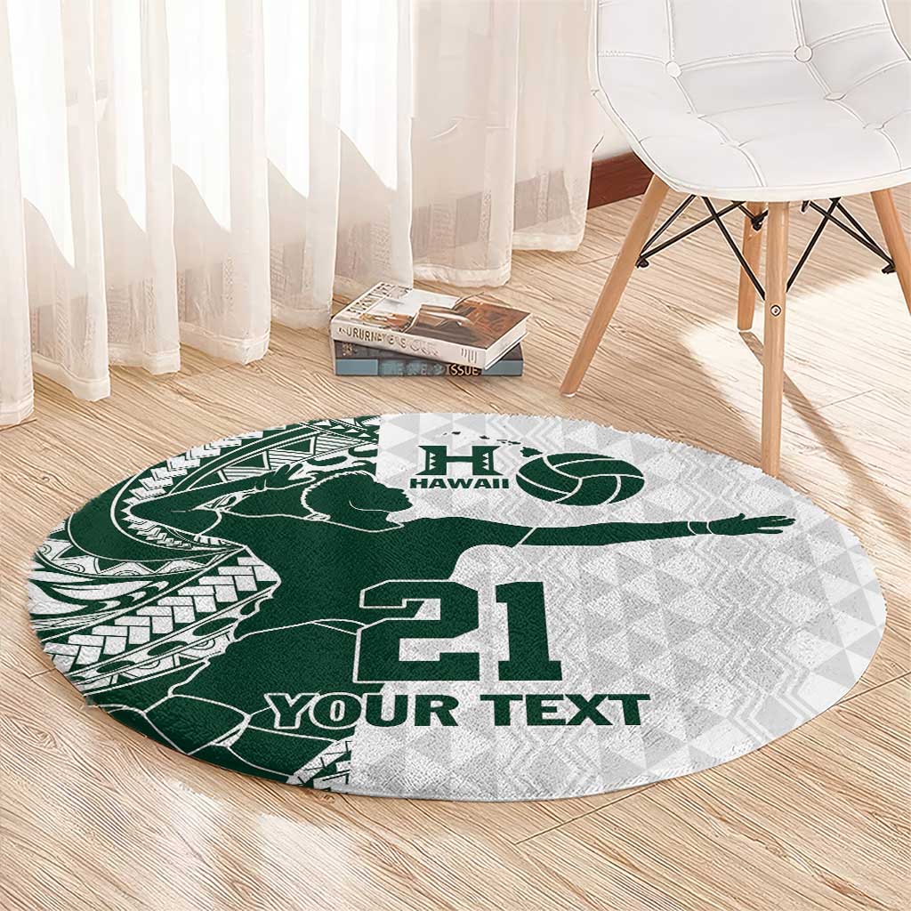 Polynesian Hawaii Volleyball Custom Round Carpet Kakau with Sport Style