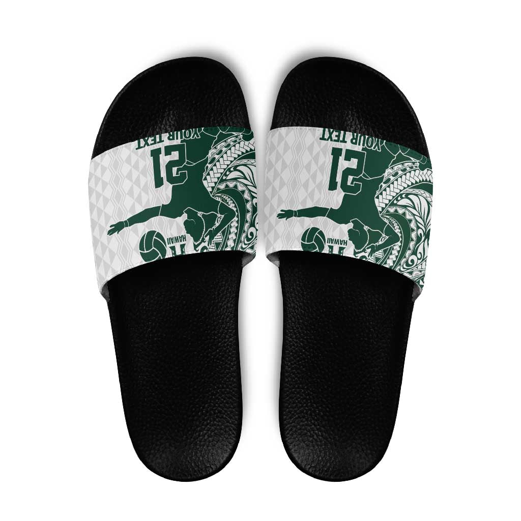 Polynesian Hawaii Volleyball Custom Slide Sandals Kakau with Sport Style LT9 White - Polynesian Pride
