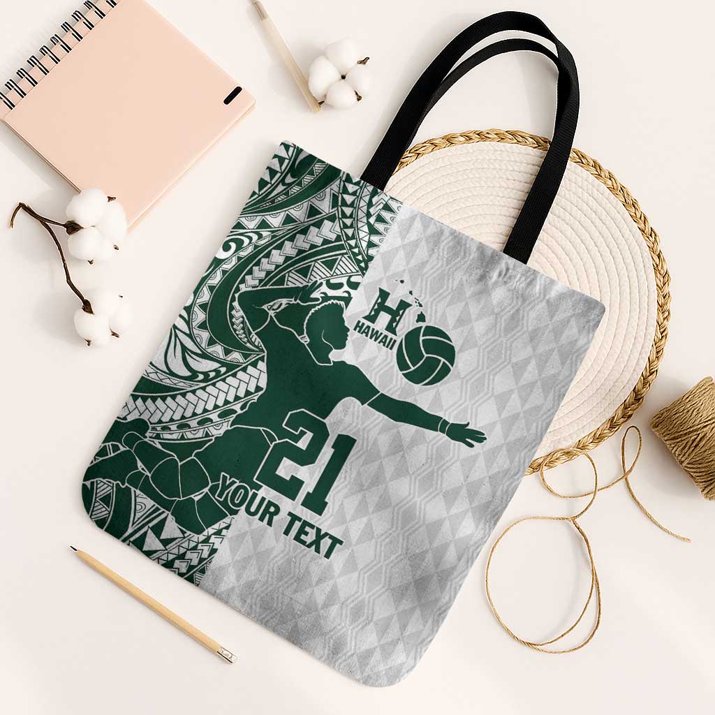 Polynesian Hawaii Volleyball Custom Tote Bag Kakau with Sport Style LT9 Black Strap One Size White - Polynesian Pride
