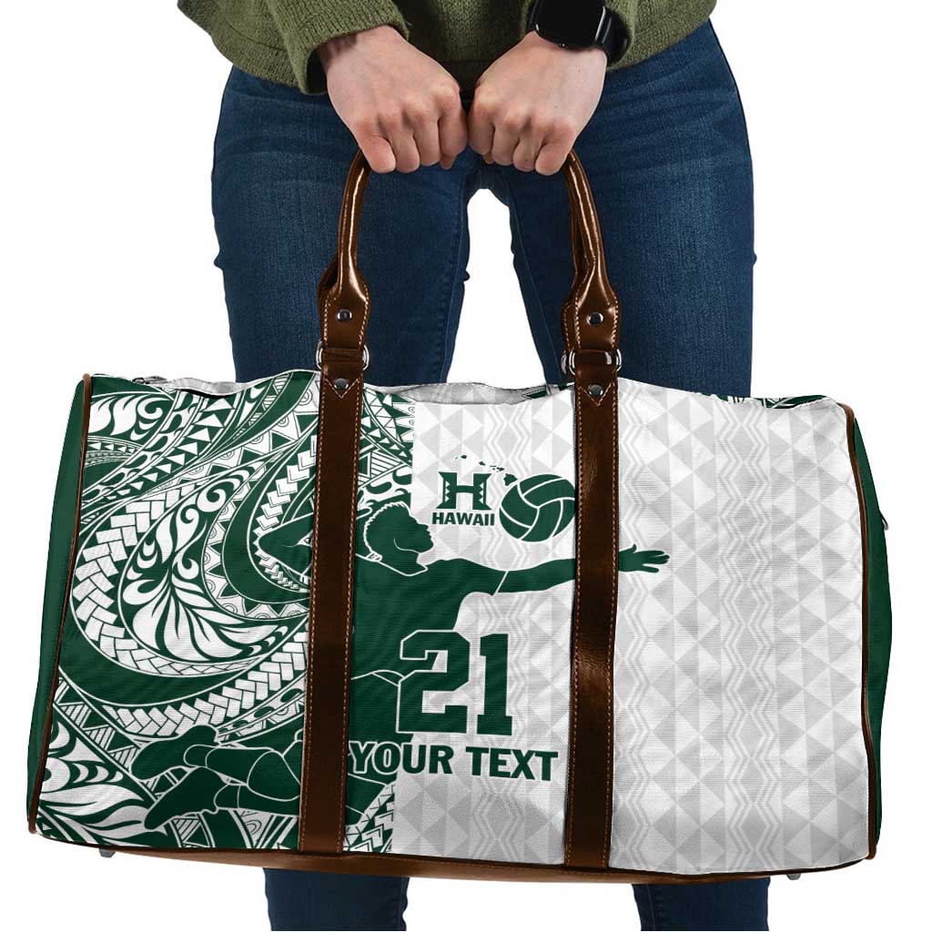 Polynesian Hawaii Volleyball Custom Travel Bag Kakau with Sport Style LT9 White - Polynesian Pride