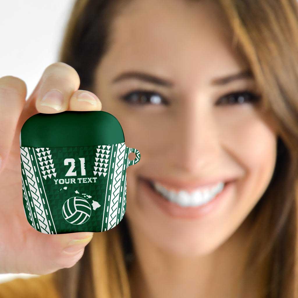 Polynesian Hawaii Volleyball Custom AirPods Case Green Kakau with Map Motif - Polynesian Pride