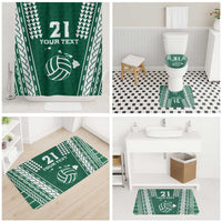 Polynesian Hawaii Volleyball Custom Bathroom Set Green Kakau with Map Motif - Polynesian Pride