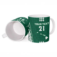 Polynesian Hawaii Volleyball Custom Ceramic Mug Green Kakau with Map Motif - Polynesian Pride