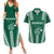 Polynesian Hawaii Volleyball Custom Couples Matching Summer Maxi Dress and Hawaiian Shirt Green Kakau with Map Motif