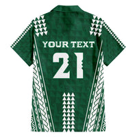 Polynesian Hawaii Volleyball Custom Family Matching Long Sleeve Bodycon Dress and Hawaiian Shirt Green Kakau with Map Motif