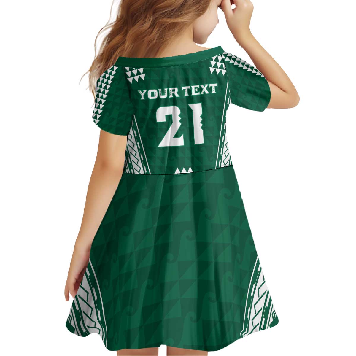 Polynesian Hawaii Volleyball Custom Family Matching Off The Shoulder Long Sleeve Dress and Hawaiian Shirt Green Kakau with Map Motif