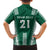 Polynesian Hawaii Volleyball Custom Family Matching Off Shoulder Short Dress and Hawaiian Shirt Green Kakau with Map Motif