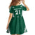 Polynesian Hawaii Volleyball Custom Family Matching Off Shoulder Short Dress and Hawaiian Shirt Green Kakau with Map Motif