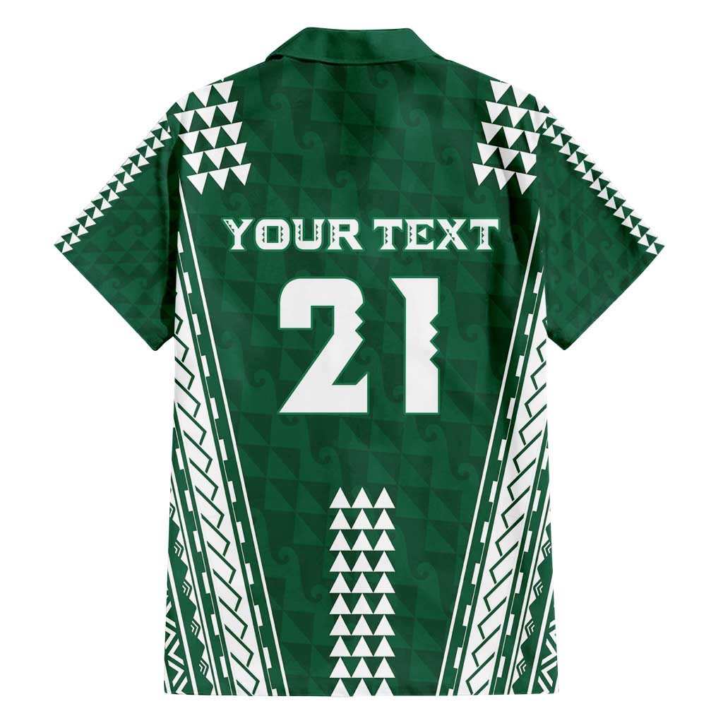 Polynesian Hawaii Volleyball Custom Family Matching Puletasi and Hawaiian Shirt Green Kakau with Map Motif