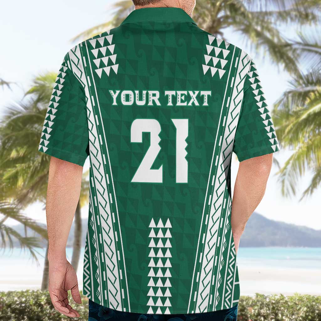 Polynesian Hawaii Volleyball Custom Hawaiian Shirt Green Kakau with Map Motif