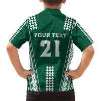 Polynesian Hawaii Volleyball Custom Kid Hawaiian Shirt Green Kakau with Map Motif