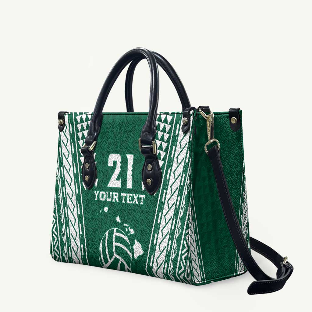 Polynesian Hawaii Volleyball Custom Leather Bag Green Kakau with Map Motif LT9 Green - Polynesian Pride