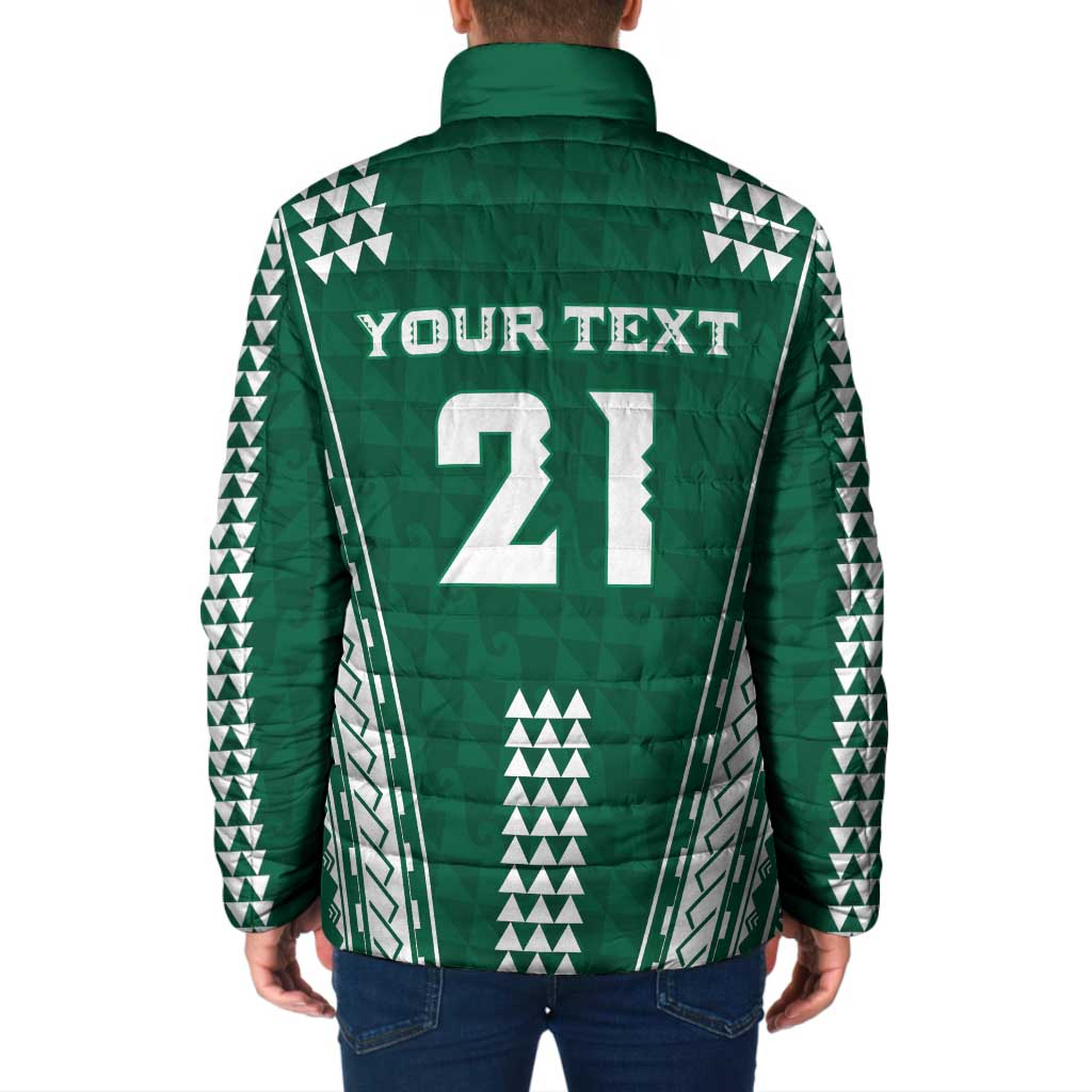Polynesian Hawaii Volleyball Custom Padded Jacket Green Kakau with Map Motif LT9 - Polynesian Pride