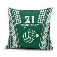 Polynesian Hawaii Volleyball Custom Pillow Cover Green Kakau with Map Motif - Polynesian Pride