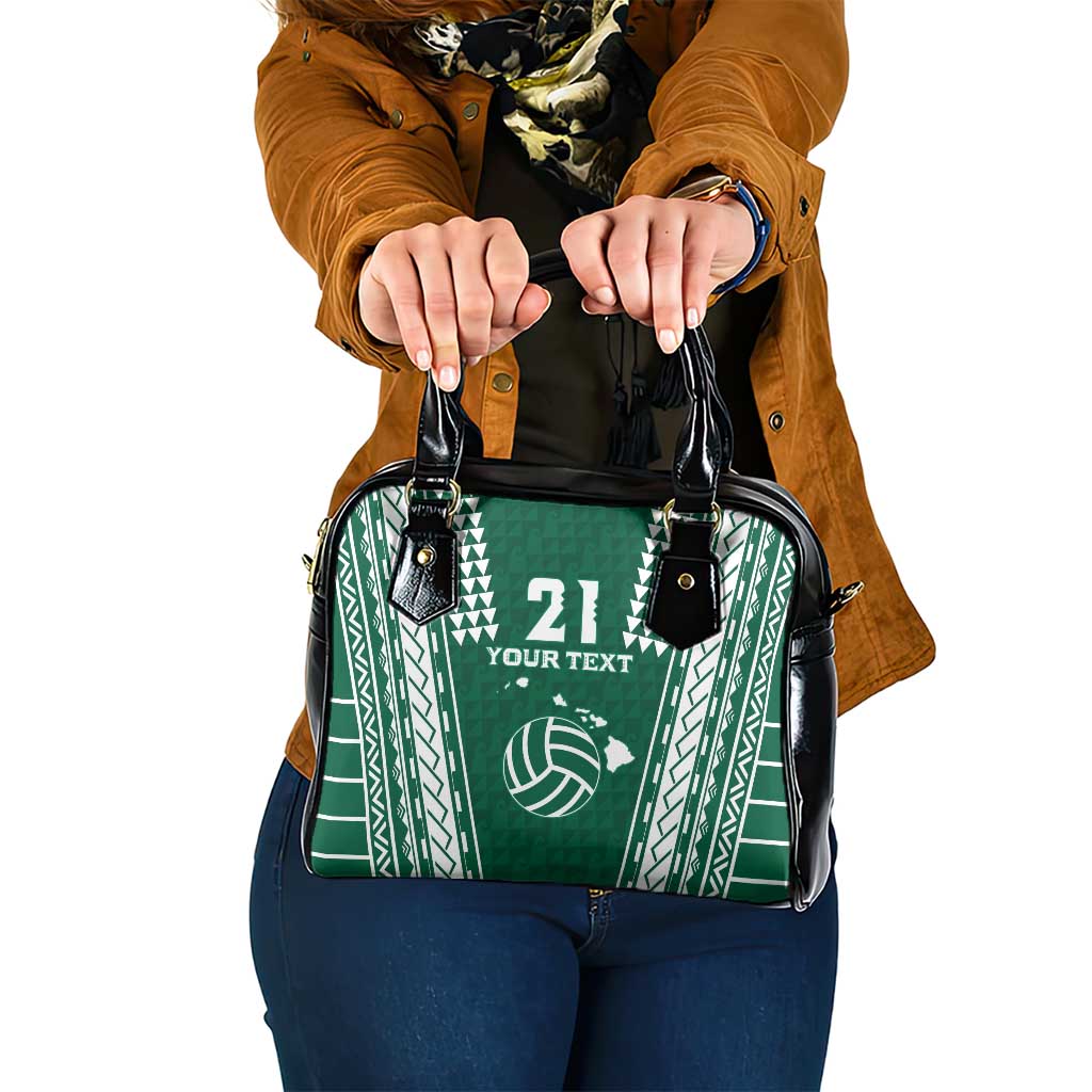 Polynesian Hawaii Volleyball Custom Shoulder Handbag Green Kakau with Map Motif LT9 One Size Green - Polynesian Pride