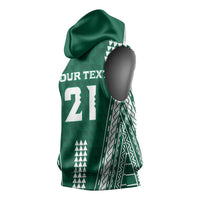 Polynesian Hawaii Volleyball Custom Sleeveless Hoodie Green Kakau with Map Motif LT9 - Polynesian Pride