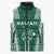Polynesian Hawaii Volleyball Custom Sleeveless Puffer Jacket Green Kakau with Map Motif - Polynesian Pride
