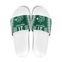 Polynesian Hawaii Volleyball Custom Slide Sandals Green Kakau with Map Motif - Polynesian Pride
