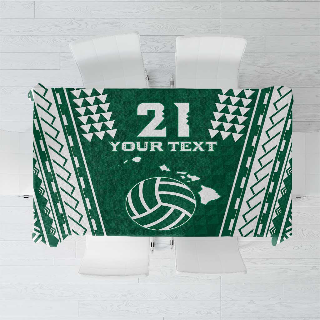 Polynesian Hawaii Volleyball Custom Tablecloth Green Kakau with Map Motif LT9 Green - Polynesian Pride