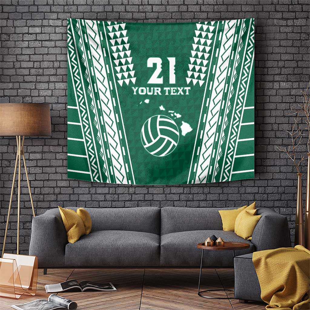 Polynesian Hawaii Volleyball Custom Tapestry Green Kakau with Map Motif LT9 Green - Polynesian Pride