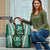 Polynesian Hawaii Volleyball Custom Travel Bag Green Kakau with Map Motif - Polynesian Pride