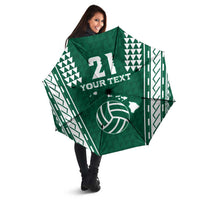 Polynesian Hawaii Volleyball Custom Umbrella Green Kakau with Map Motif - Polynesian Pride