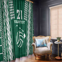 Polynesian Hawaii Volleyball Custom Window Curtain Green Kakau with Map Motif
