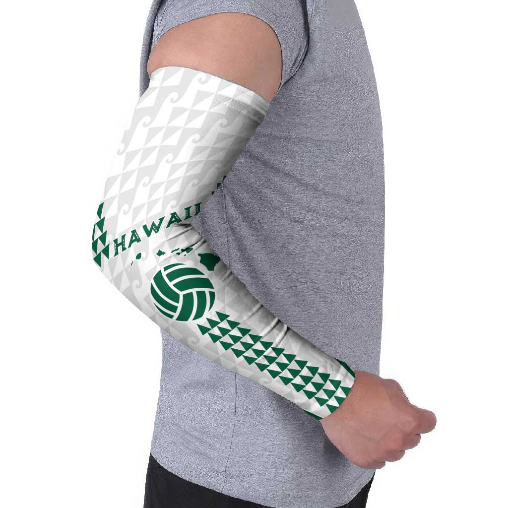 Polynesian Hawaii Volleyball Custom Arm Sleeves White Kakau with Map Motif - Polynesian Pride