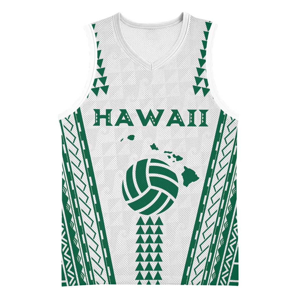 Polynesian Hawaii Volleyball Custom Basketball Jersey White Kakau with Map Motif LT9 Unisex White - Polynesian Pride