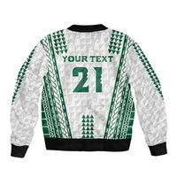 Polynesian Hawaii Volleyball Custom Bomber Jacket White Kakau with Map Motif