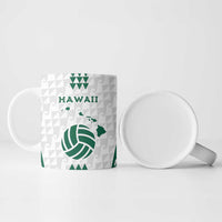 Polynesian Hawaii Volleyball Custom Ceramic Mug White Kakau with Map Motif - Polynesian Pride
