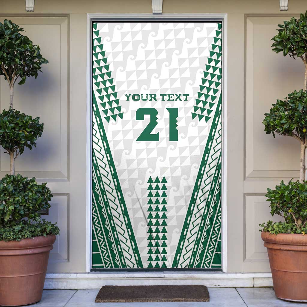 Polynesian Hawaii Volleyball Custom Door Cover White Kakau with Map Motif - Polynesian Pride