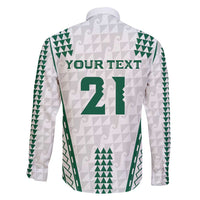 Polynesian Hawaii Volleyball Custom Family Matching Long Sleeve Bodycon Dress and Hawaiian Shirt White Kakau with Map Motif