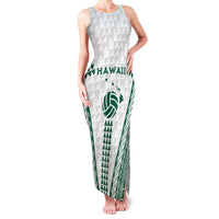 Polynesian Hawaii Volleyball Custom Family Matching Tank Maxi Dress and Hawaiian Shirt White Kakau with Map Motif