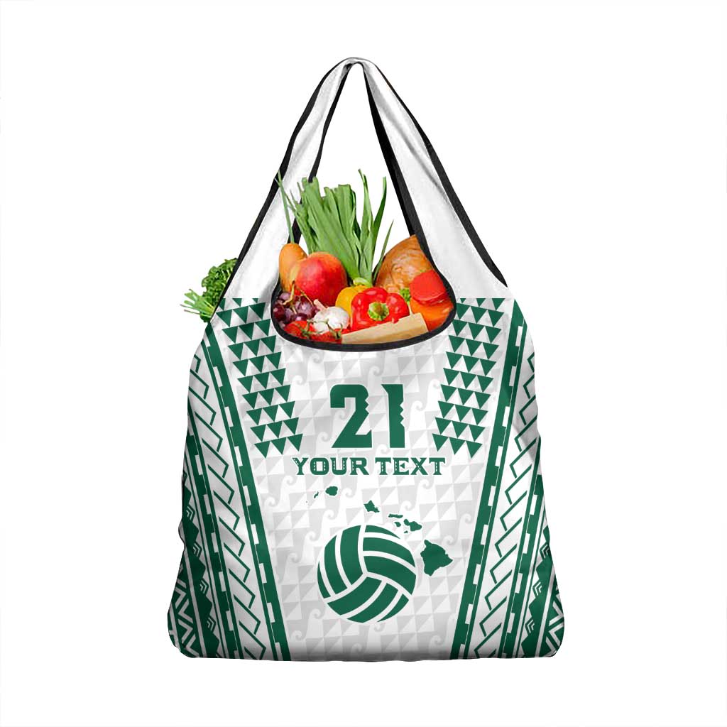 Polynesian Hawaii Volleyball Custom Grocery Bag White Kakau with Map Motif LT9 1-pack One Size White - Polynesian Pride