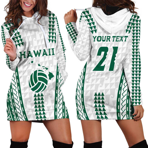 Hawaii Hoodie Dress Kanaka Kakau Style White