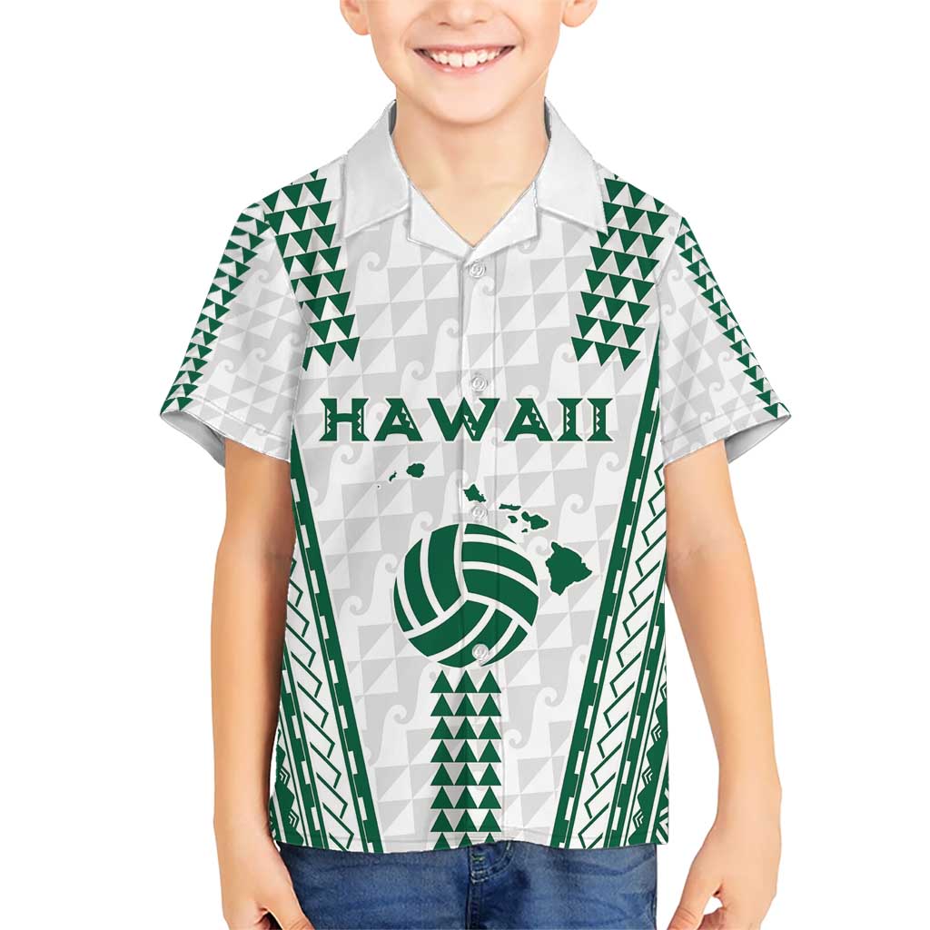 Polynesian Hawaii Volleyball Custom Kid Hawaiian Shirt White Kakau with Map Motif LT9 Kid White - Polynesian Pride